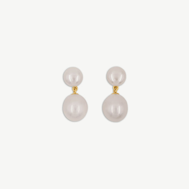Rice button Freshwater Pearl Earrings - Gold