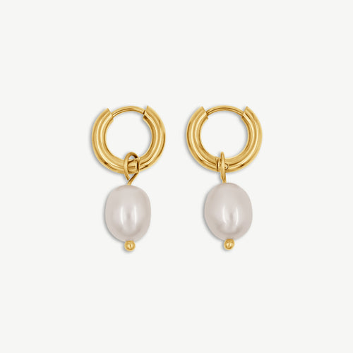 Mini Huggie Earrings, with small detachable freshwater pearls - 2.5mm thick