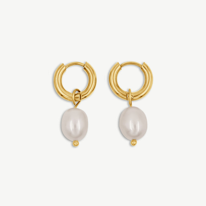Mini Huggie Earrings, with small detachable freshwater pearls - 2.5mm thick