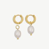 Mini Huggie Earrings, with small detachable freshwater pearls - 2.5mm thick