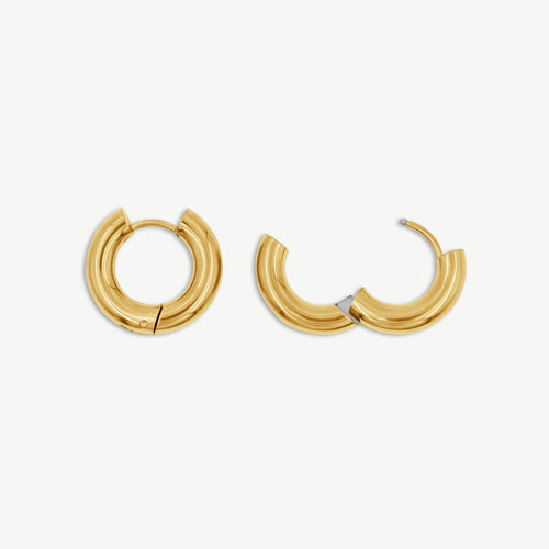 Small Hoop Earrings, with medium detachable freshwater pearls - 4mm thick