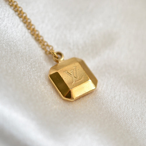 Authentic Louis Vuitton Medium Logo Pendant - Repurposed and converted necklace (18"/45.7cm long)
