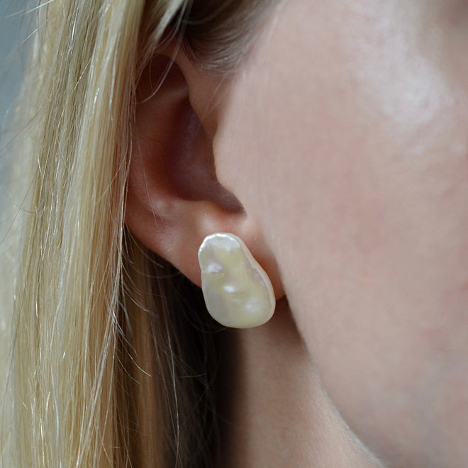 Large Keshi Freshwater Pearl Earrings