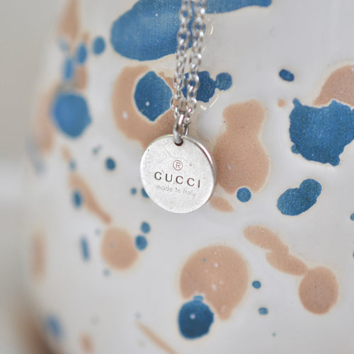 Authentic Gucci circle pendant - Repurposed and converted necklace (18"/45.7cm long)