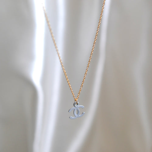 Authentic baby blue Chanel pendant - Repurposed and converted necklace (18"/45.7cm long)