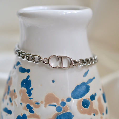 Authentic Christian Dior pendant - Repurposed and converted bracelet (6.5"/16.5cm - 7.7"/19.5cm long)