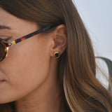 Mini ribbed statement studs - Black