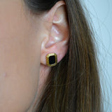 Mini ribbed statement studs - Black