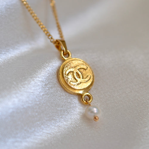 Authentic Chanel small pendant - Repurposed and converted necklace (18"/45.7cm long)