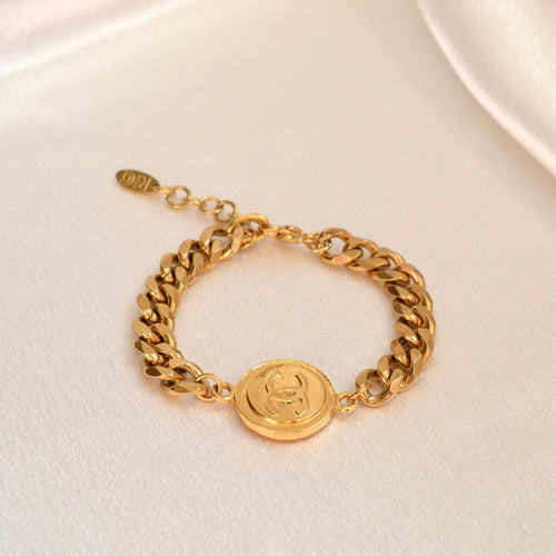 Authentic Chanel large pendant - Repurposed and converted bracelet (6.7"/17cm - 7.9"/20cm long)