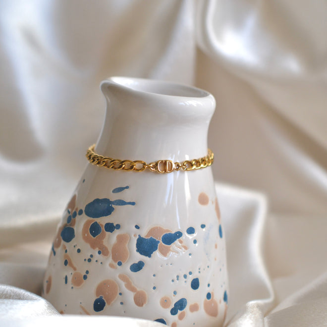 Authentic Christian Dior pendant - Repurposed and converted bracelet (6.3"/16cm - 7.5"/19cm long)