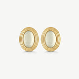 Oval ribbed statement studs - Cream