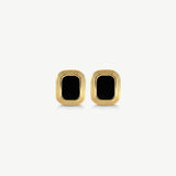 Mini ribbed statement studs - Black