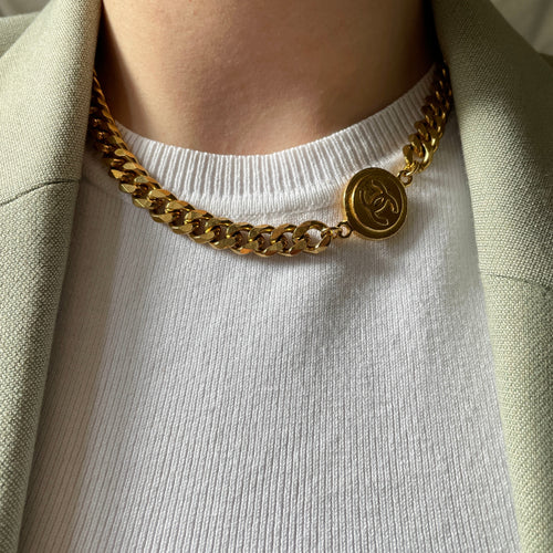 Authentic Chanel large pendant - Repurposed and converted necklace (16.5"/42cm long)