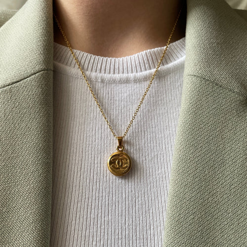 Authentic Chanel small pendant - Repurposed and converted necklace (18"/45.7cm long)