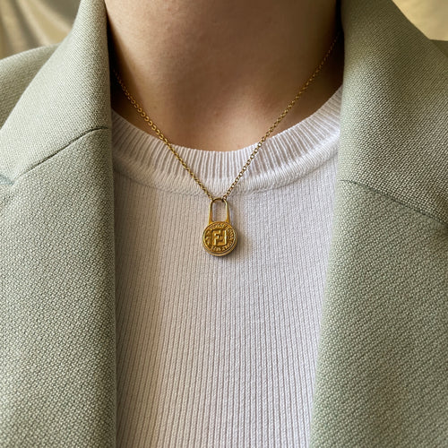 Authentic Fendi pendant - Repurposed and converted necklace (16"/40.6cm long)
