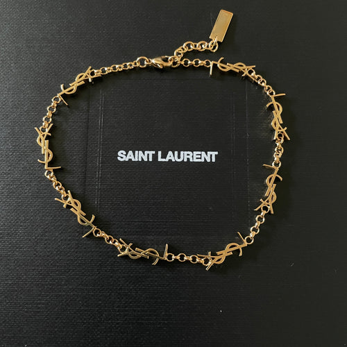 Authentic YSL rectangle pendant - Repurposed and converted necklace (18"/45.7cm long)