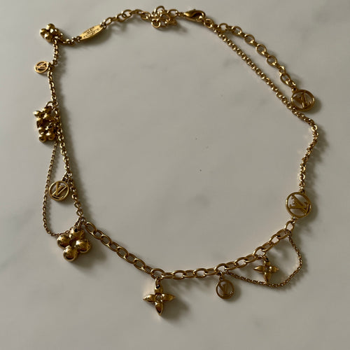 Authentic Louis Vuitton Flower Pendant - Repurposed and converted necklace (17.8"/45.2cm long)