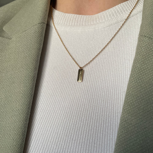 Authentic YSL rectangle pendant - Repurposed and converted necklace (18"/45.7cm long)