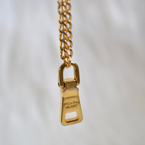 Authentic Prada gold zip - Repurposed and converted necklace (18”/45.7cm long)