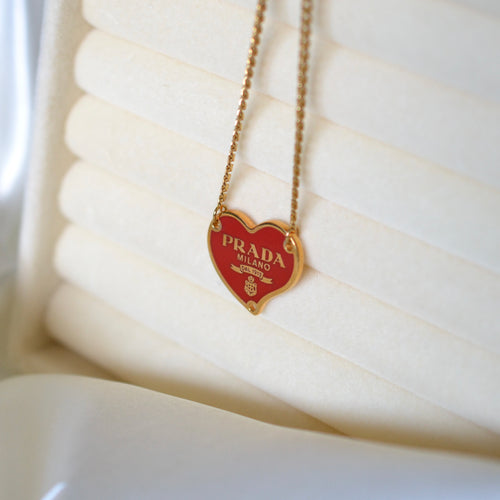 Small Vintage Gold Repurposed Louis Vuitton Heart Charm Necklace