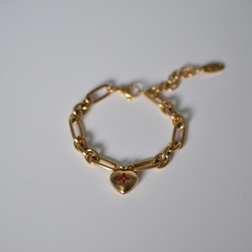 Authentic Louis Vuitton heart pendant - Repurposed and converted bracelet (5.9"/15cm - 7.5"/19cm long)