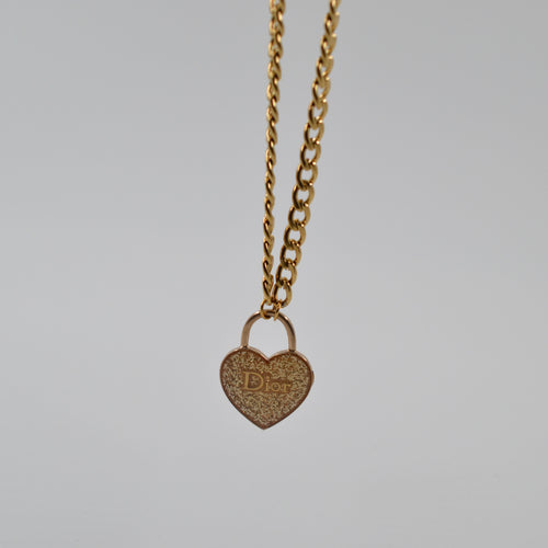 Authentic Christian Dior medium heart - Repurposed and converted necklace (18.3"/46.5cm long)