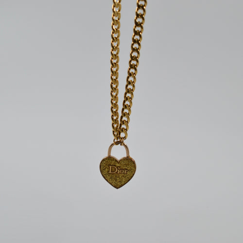Authentic Christian Dior medium heart - Repurposed and converted necklace (18.1"/46cm long)