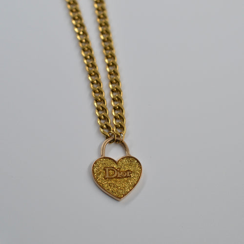 Authentic Christian Dior medium heart - Repurposed and converted necklace (18.1"/46cm long)