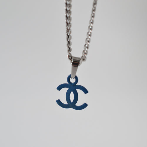 Authentic blue Chanel pendant - Repurposed and converted necklace (17.8"/45.1cm long)