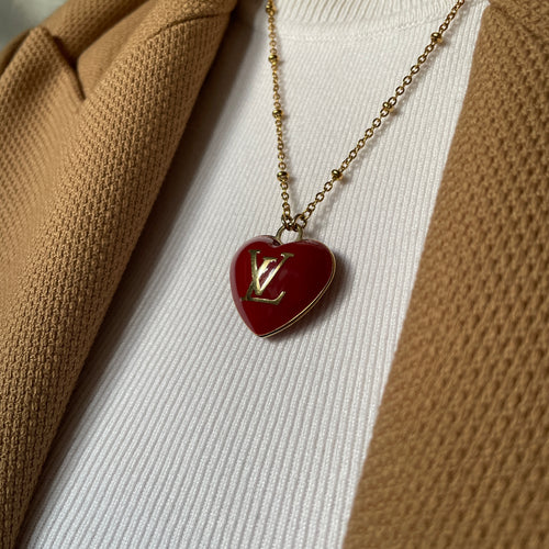 Authentic Louis Vuitton heart pendant - Repurposed and converted necklace (19.3"/49cm long)
