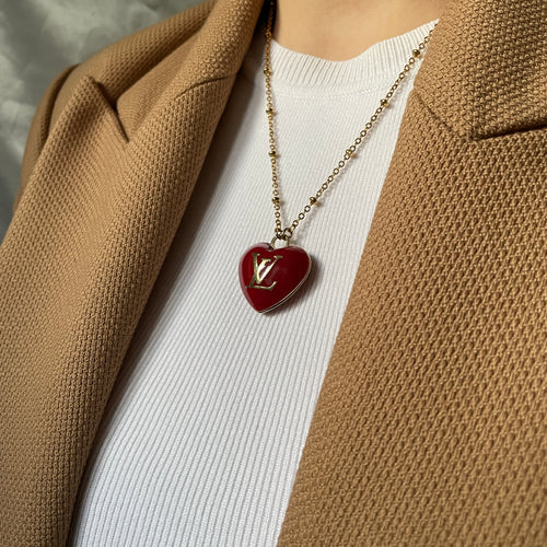 Authentic Louis Vuitton heart pendant - Repurposed and converted necklace (19.3"/49cm long)